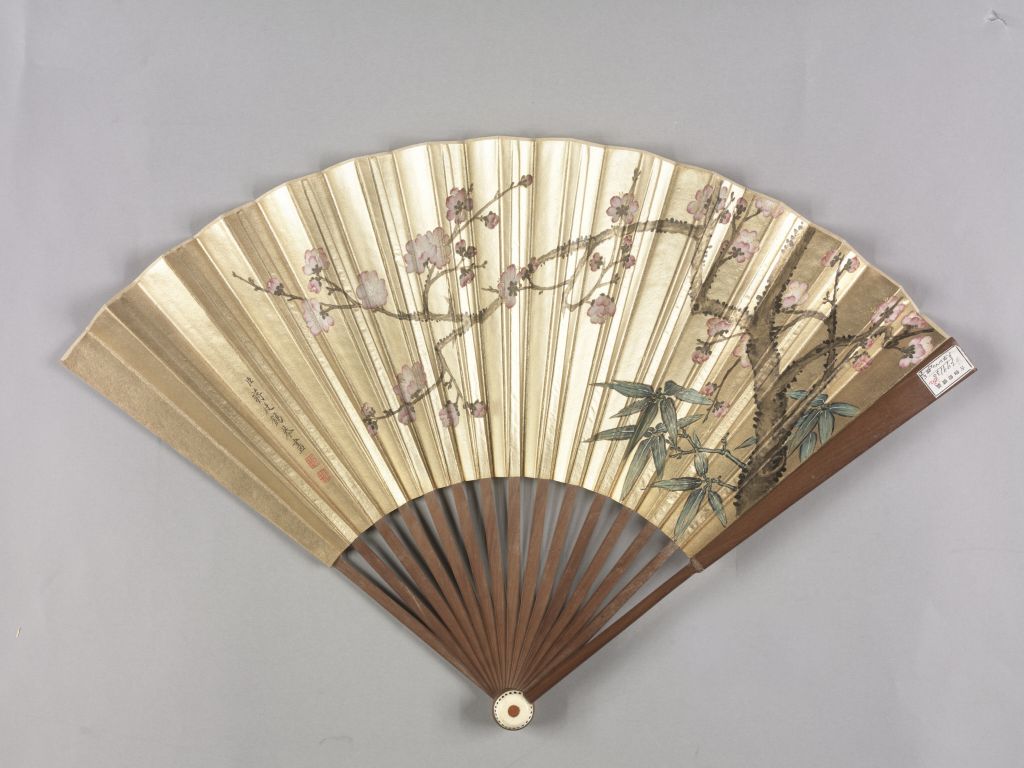 图片[1]-Jiang Tingxi painted plum and bamboo pictures, Emperor Kangxi painted a folding fan near Mi Fu-China Archive